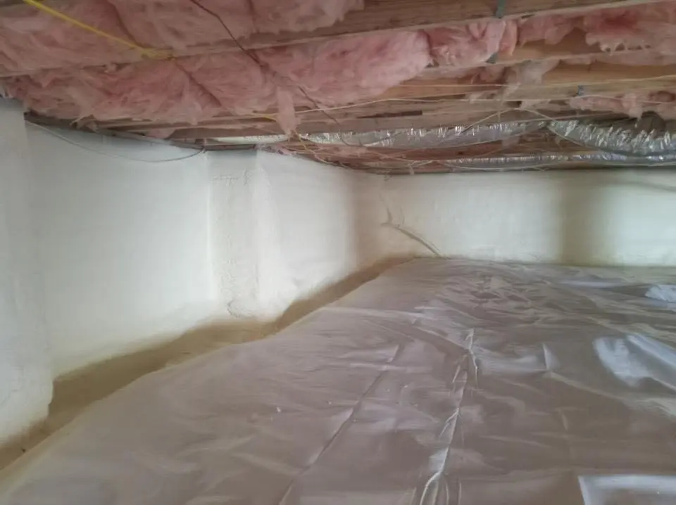 Crawl space encapsulation with closed-cell spray foam for Spray Foam Roofing in North Kingstown