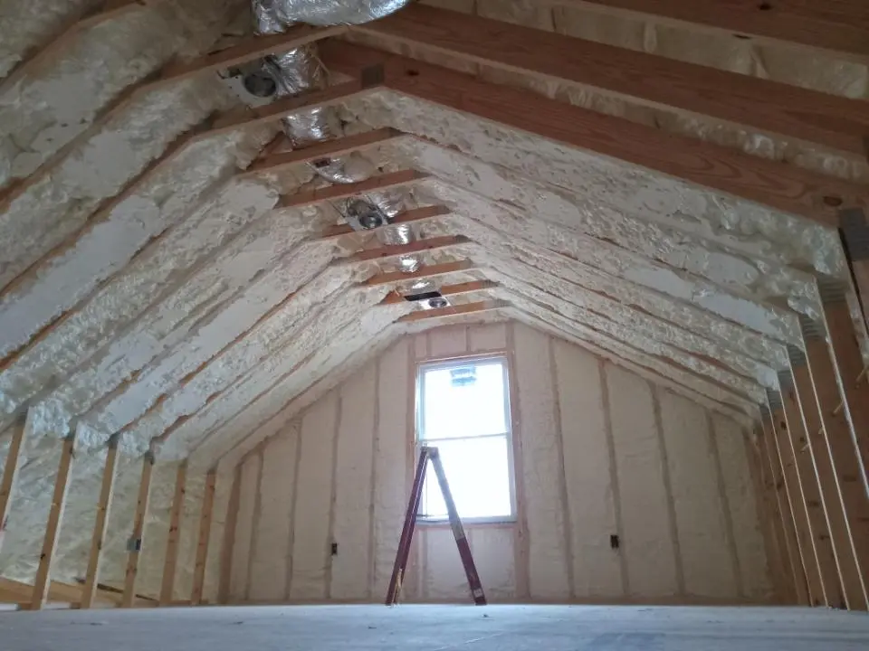 Spray foam roofing application for Crawl Space Insulation project in North Kingstown